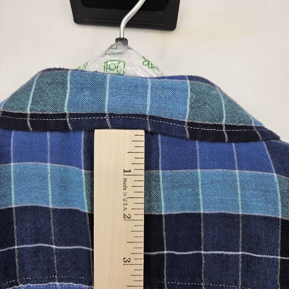 Carbon‎ 2 Cobalt Shirt Mens XL Button Up Long Sleeve Preppy Blue Plaid Flannel - Picture 7 of 12